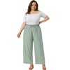 Agnes Orinda Women's Plus Size High Waist Wide Leg Elastic Drawstring Casual Palazzo Pants with Pockets - 3 of 4