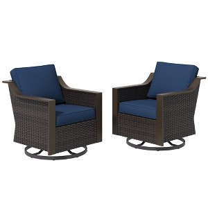 UPTION Outdoor Rattan Swivel Rocking Chair With Cushions - 1 of 4