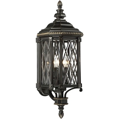 Minka Lavery Vintage Outdoor Wall Light Fixture Black 31 3/4" Clear Beveled Glass for Post Exterior Barn Deck House Porch Patio
