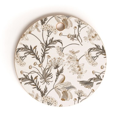 Iveta Abolina Poesie French Garden Cream Cutting Board - Round