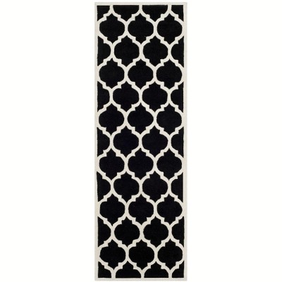 Handmade Dark Blue and Ivory Wool Tufted Area Rug