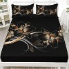 Boersma Black Golden Flower Sheet Set Fresh Floral Bedding Set Elegant Luxury Vintage Flat Sheet Set , 1 Flat Sheet 1Fitted Sheet 2 Pillowcases - 2 of 4