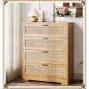 Jojoka Tall Rattan Dresser with 4 Drawers, Boho Wooden Storage Chest for Bedroom, Living Room, or Entryway - 3 of 4