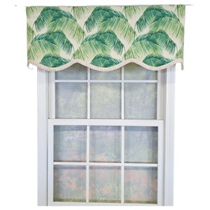 RLF Home 100% Cotton Tortola Provance  Fully lined Windows Rod Pocket Valance 50" x 15"  Green - 1 of 4