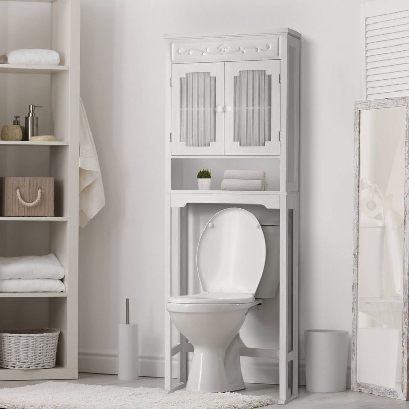 Teamson Home Clara Over the Toilet Space Saver Storage Cabinet with Double Doors White - Elegant Home Fashions, 3 of 7