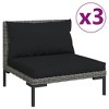 VidaXL Patio Sofas 3pcs with Cushions Half Round Poly Rattan - 3 of 4