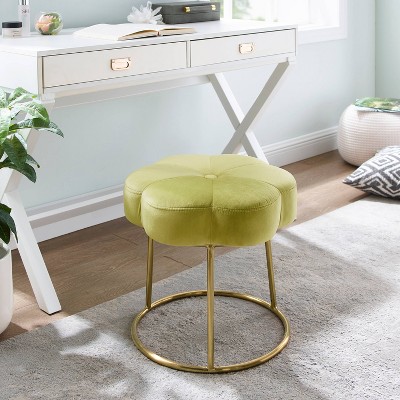 Seraphina Gold Plated Base Light Green Velvet Vanity Stool