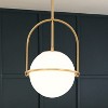 C Cattleya 1-Light Antique Brass Sphere Pendant Light with Opal Glass Shade - 2 of 4