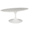 Lippa 42" OvalShaped Artificial Marble Coffee Table White - Modway: Mid-Century Design, Faux Marble Top, Metal Base - 2 of 4