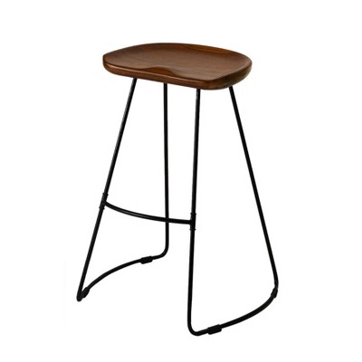 MH London Ember 29" Saddle Seat Solid Wood and Metal Bar Stool