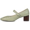 Journee Signature Womens Genuine Leather Ellsy Mary Jane Low Stacked Heel Square Toe Pumps - 2 of 4