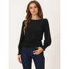 Allegra K Women's Round Neck Shirred Lantern Long Sleeve Peasant Shirt - 3 of 4
