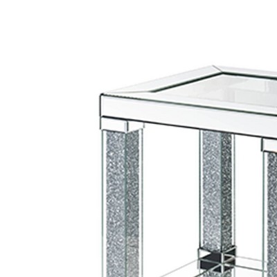 Noralie 20" Mirrored Glass End Table with Faux Diamonds