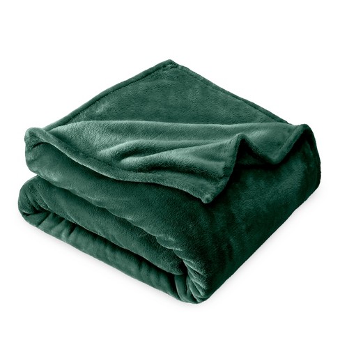 Forest Green Microplush Throw Fleece Blanket By Bare Home : Target