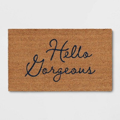 Photo 1 of 18'' x 30'' inches  Hello Gorgeous Doormat Dark Blue/Brown - Threshold