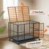 XBRIGH round tube lightweight dog crate with wheels for mobility, sturdy door locks, double doors and removable tray design - 2 of 4
