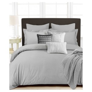 Silver 350tc Cotton Percale Solid Duvet Cover Set (Queen) 3pc - Tribeca Living