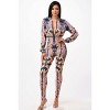 Slickblue Women's Zip-Up Jacket with High-Waist Leggings Set, Scarf Print, Multicolor, Size S-L - 3 of 4