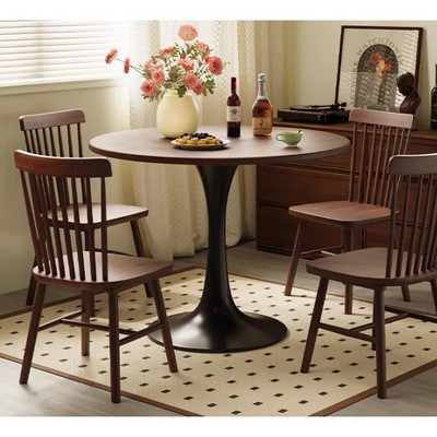 Experience Modern Elegance with Vynxaria's 24-Inch Walnut Round Dining Table ¨C Versatile Design for Kitchen, Living Room, and More!