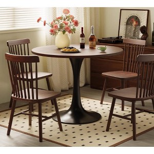 Experience Modern Elegance with Vynxaria's 24-Inch Walnut Round Dining Table ¨C Versatile Design for Kitchen, Living Room, and More! - 1 of 4