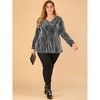 Agnes Orinda Women's Plus Size Glitter Sparkle V Neck Metallic Party Sequin Blouses - 3 of 4