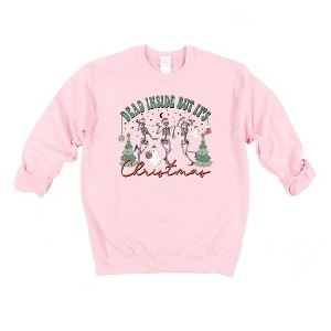 Simply Sage Market Women's Graphic Sweatshirt Dead Inside Christmas Skeletons - 1 of 3