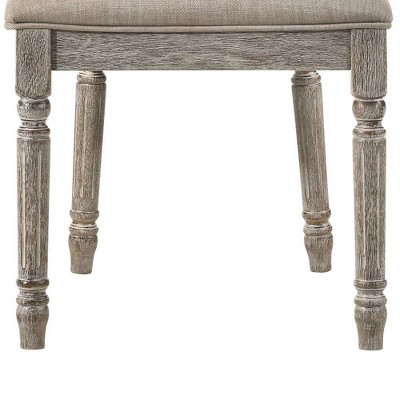 Beige Upholstered Wood Side Chair with Oval Back