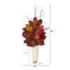Nearly Natural 38-in Autumn Magnolia Leaf with Berries Artificial Plant in Cream Planter with Gold Base - 2 of 3