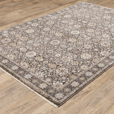 Ivory Floral Motif Hand-Knotted Synthetic Accent Rug