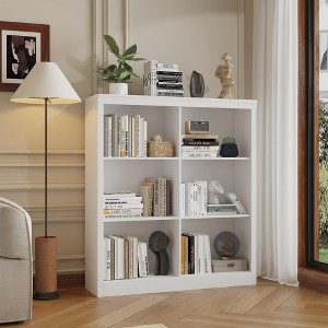 6 Cube Storage Organizer, 3 Tiers Display Shelf, Cubby Bookshelf, Modern Bookcase, Wooden Open Bookshelf - 1 of 4