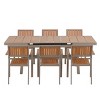 7-Piece Outdoor Dining Set with 6 Plastic Wood Chairs & Extendable Iron-Framed Table – Adjustable from 62.9" to 82.6"–Cuddlewood - 3 of 4