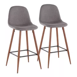 Set of 2 Pebble Mid-Century Modern Modern Barstools Walnut/Charcoal - LumiSource