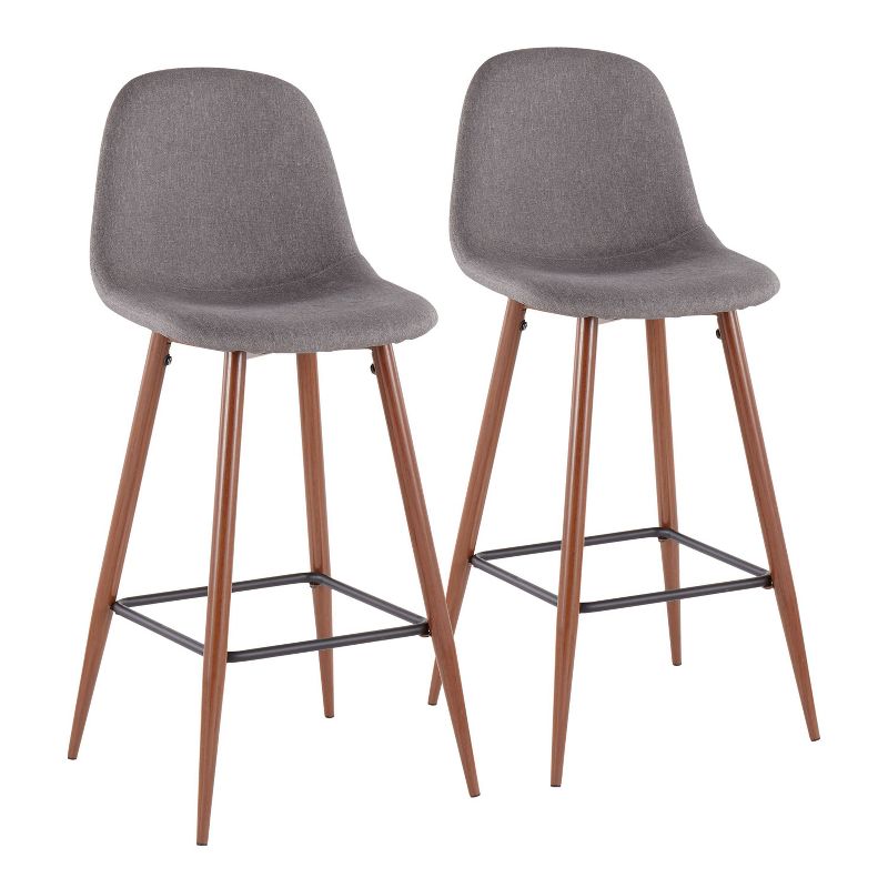 Set of 2 Pebble Mid-Century Modern Modern Barstools Walnut/Charcoal - LumiSource, 1 of 13