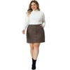 Agnes Orinda Women's Plus Size Faux Suede Button Up High Waist Mini Skirts with Pockets - 3 of 4