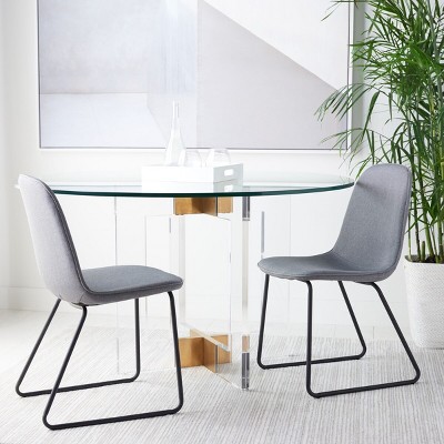 Makalu Grey Upholstered Dining Chair Set with Black Legs