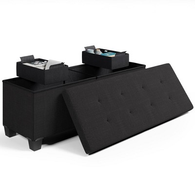 Nestl Storage Ottoman Bench with Storage Bins, Rectangular Storage Bench
