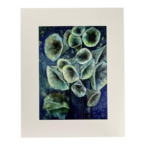 The Pink Picket Fence Hand-Signed Floral Art Print “Baby Blue Bells of Ireland” – 20x16 Matted Wall Art – Reproduction of Oil Painting by Kallen - 1 of 4