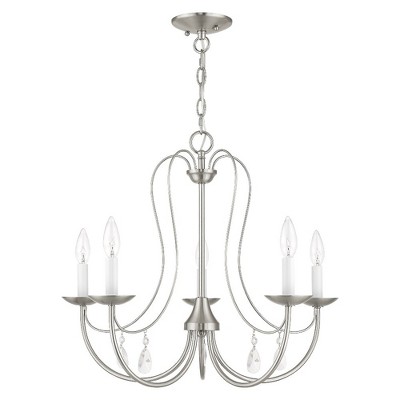 Elegant Brushed Nickel 5-Light Chandelier with Candelabra Bulbs
