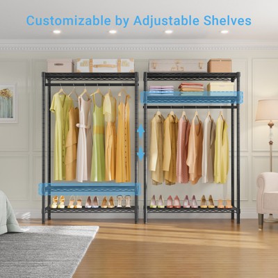 Black 3-Tier Wire Freestanding Closet System