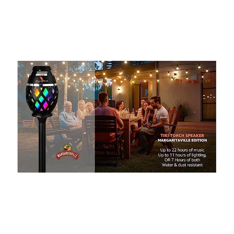 Margaritaville Tiki Torch - Waterproof Bluetooth Speaker with Multicolor LED Lights, 2 of 7