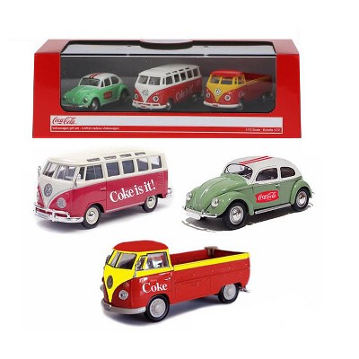 Volkswagen Coca Cola 3 Piece Gift Set 1/72 Diecast Car Models by Motorcity Classics