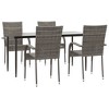 vidaXL Garden Dining Set Black PE rattan, powder-coated steel, glass - Gray 63" table length 4 - 3 of 4