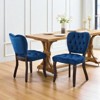 Mshliw Set of 2 Vintage Velvet Tufted Dining Chairs with High Back, Upholstered Fabric Side Chairs with Solid Rubberwood Legs and Rivet Trim - 2 of 4