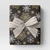 30” 25 sq ft Christmas Roll Wrap Gold/White Snowflakes on Black - Wondershop™ - 2 of 3