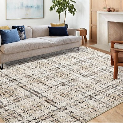 Washable Area Rug Non-Shedding & Easy Care Mat for Kitchen Dining Room Living Room Bedroom Home Decor, Modern Farmhouse Foldable Thin Non Slip Carpet