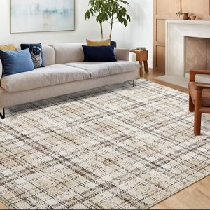 Washable Area Rug Non-Shedding & Easy Care Mat for Kitchen Dining Room Living Room Bedroom Home Decor, Modern Farmhouse Foldable Thin Non Slip Carpet - 1 of 4