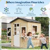 Wooden Playhouse for Kids Outdoor with Chalkboard,Wooden Kids Playhouse Cottage with Windows - 3 of 4