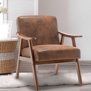Mid-Century Modern Armchair, Accent Lounge Chair with Solid Wood Frame and Extra-Thick Backrest for Living Room – Cuddlewood - 1 of 4