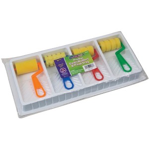 Creativity Street Large Foam Paint Roller Set with Paint Tray, 3 X 6 Inch, Assorted Color, Set of 4 - 1 of 3