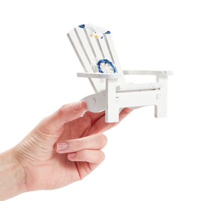 Set of 4 White Mini Nautical Wooden Beach Chairs